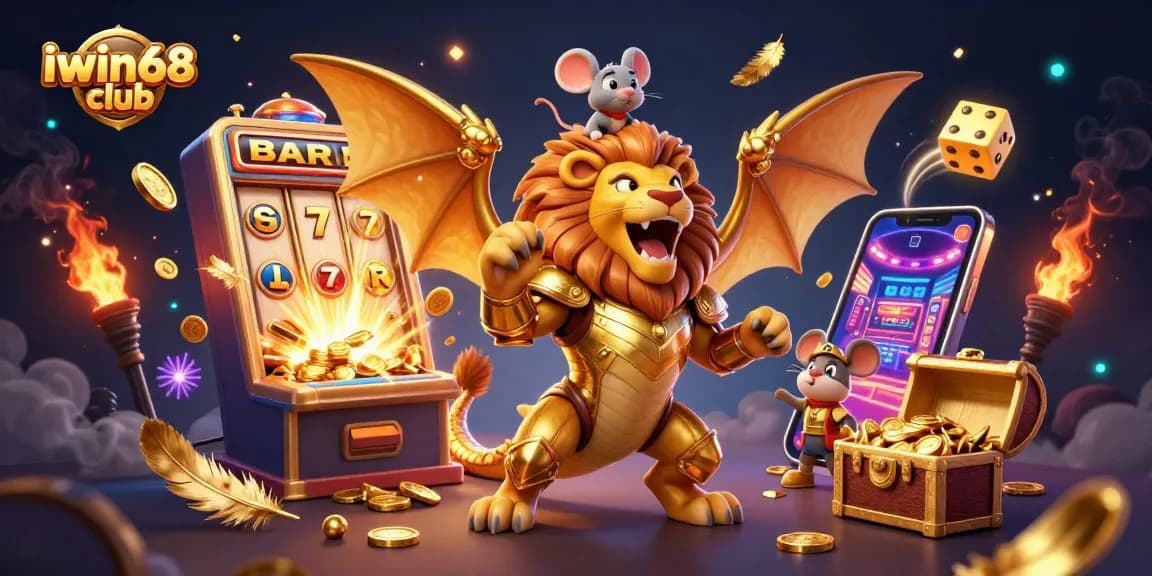 Experience the excitement of iwin68 club with a jubilant chimera and casino elements in action.