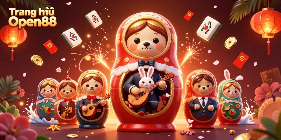 Experience the excitement at Trang chủ Open88 with a lively 3D casino theme featuring animated characters and vibrant elements.