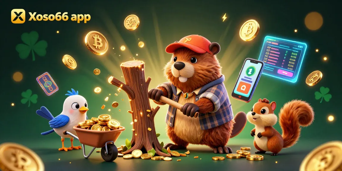 Engage with Xoso66 app's exciting gaming experience featuring vibrant characters and crypto elements.