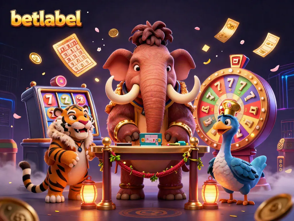 Experience thrilling casino vibes with betlabel's vibrant 3D scene featuring wildlife characters and gaming elements.