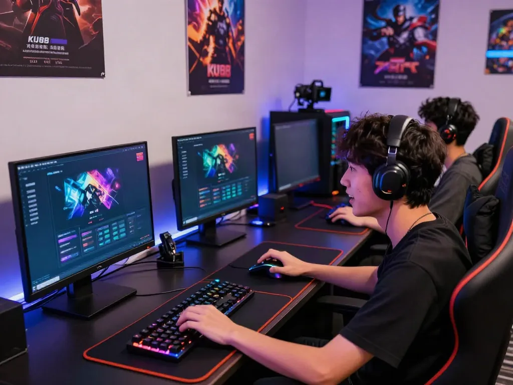 Player experiencing the thrill of online betting on KU88 platform with vibrant gaming setup.