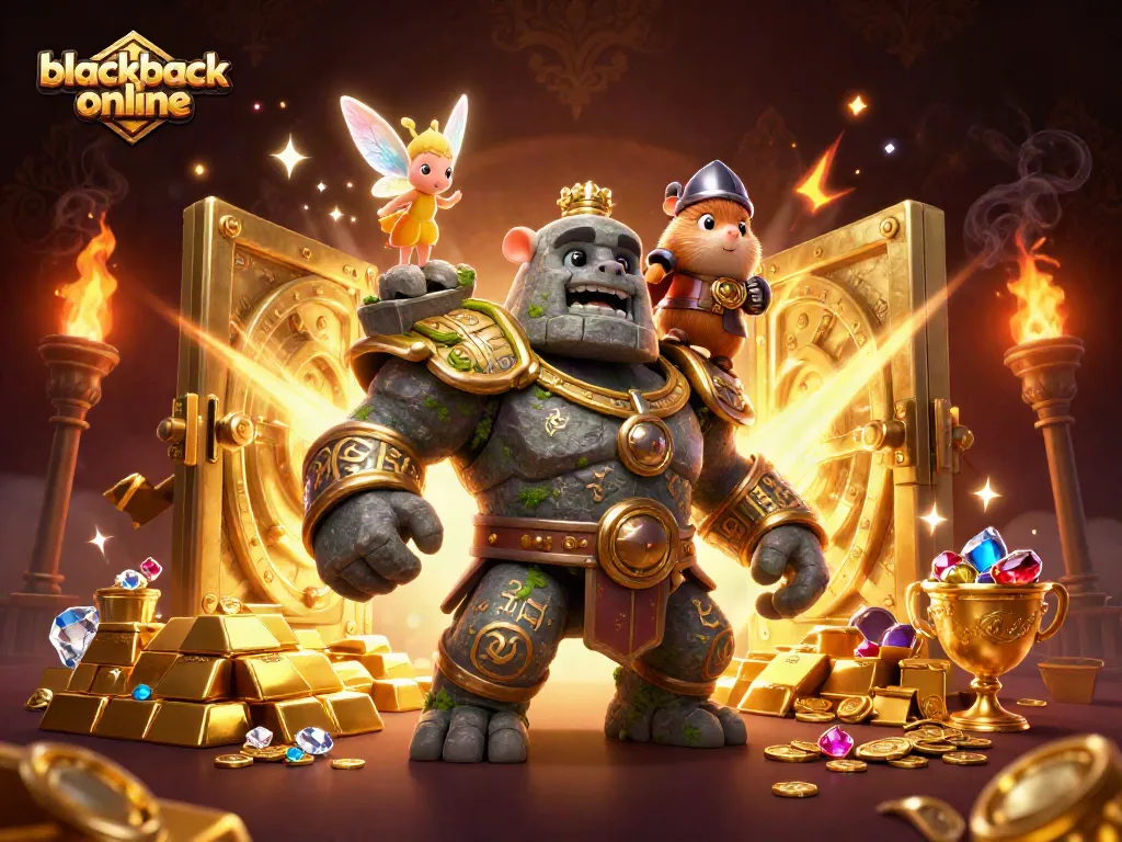 Juega blackjack en línea y descubre los secretos del juego con un golem y una hada mágica.