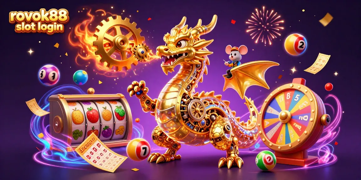 Experience the thrill of rokok88 slot login as colorful lottery balls and dynamic casino elements fill the scene.