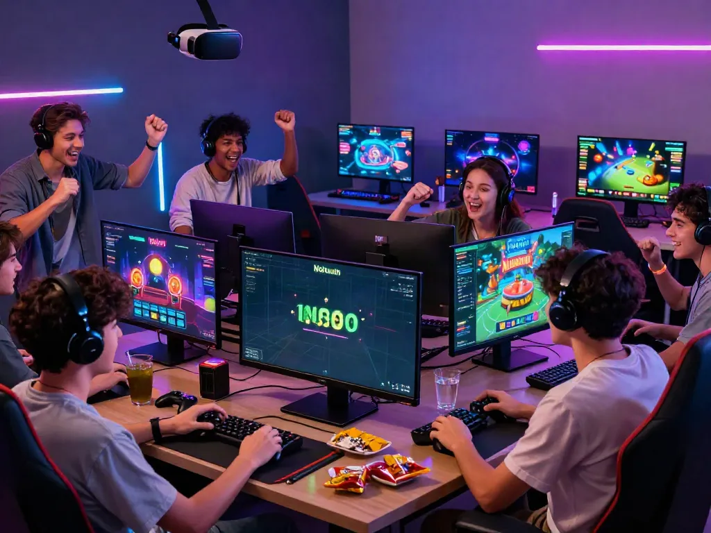 Nohuwin online gaming platform experience with enthusiastic players immersed in vibrant gameplay.
