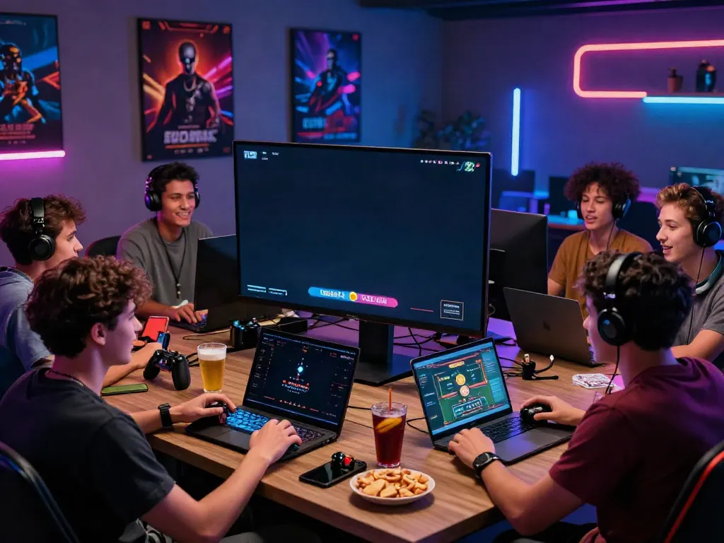 Dynamic gaming experience with friends engaging at https://ta88.network/ in a lively setting.