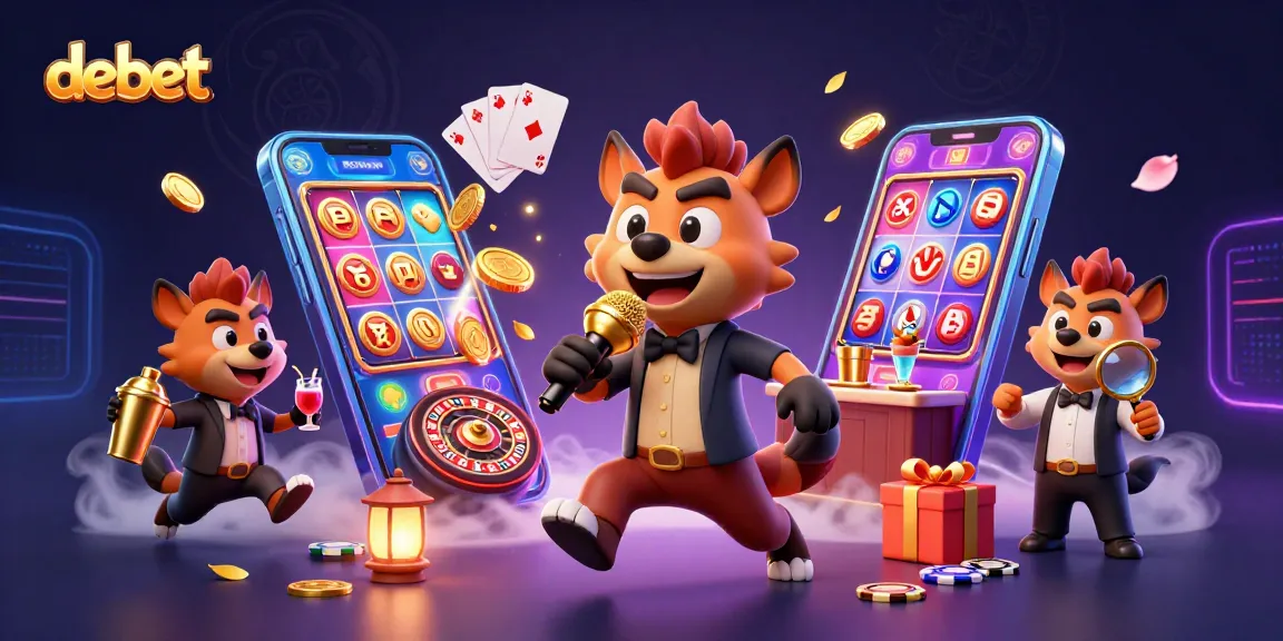 Engage in debet gaming at a vibrant comedy casino atmosphere with hyena characters.