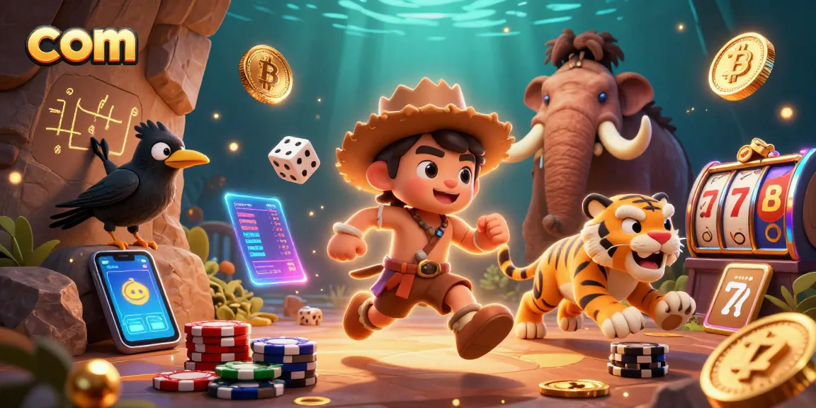 Engage in exciting casino action with com's lively 3D caveman casino at the center!
