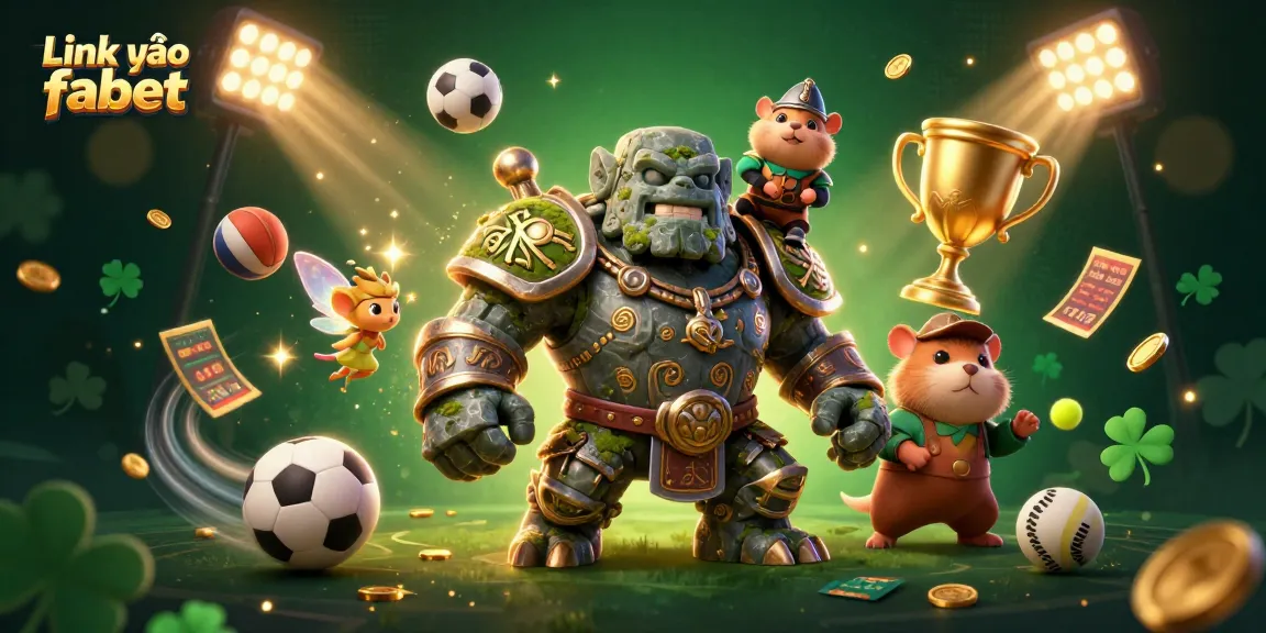 Experience the thrill of wins with Link vào fabet in this vibrant casino-themed illustration.