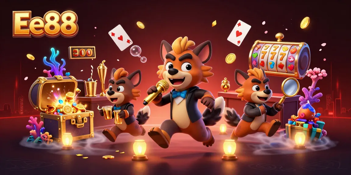 Experience the thrilling world of Ee88 casino with hyenas running an entertaining game show.