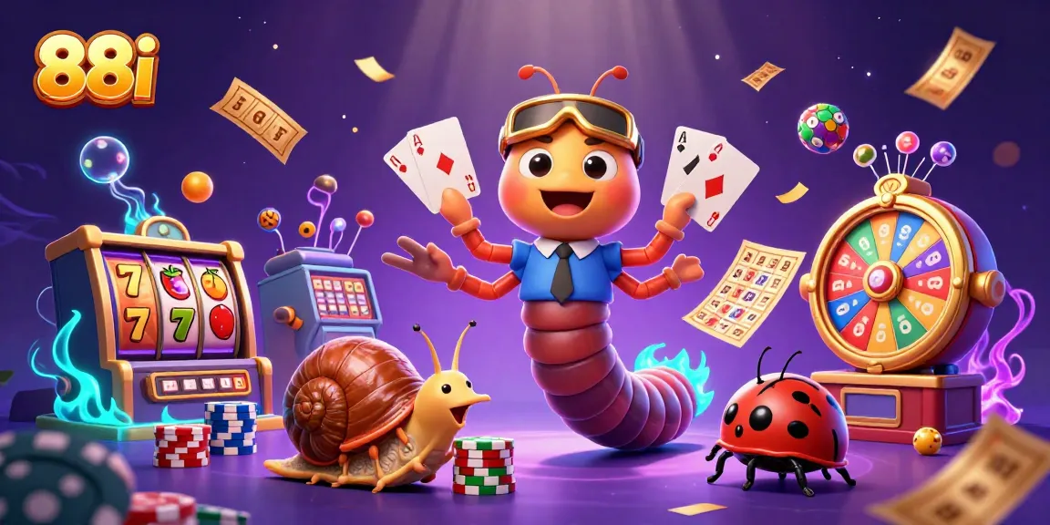 Experience thrilling gameplay at 88i with a vibrant casino illustrated scene featuring a quirky dealer and high-rollers.